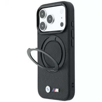 BMW Kevlar Ring Stand 360 MagSafe hoesje voor iPhone 18 Pro / 17 Pro, zwart