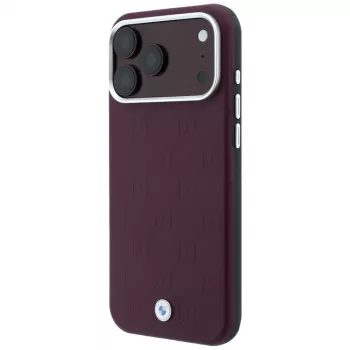 BMW BMW001223 hoesje voor iPhone 18 Pro / 17 Pro, Sign Deboss Quilted Metal Logo, MagSafe, bordeauxrood