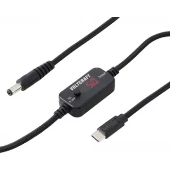 VOLTCRAFT VC-18735745 USB-spanningsomvormer, DC-plug 5,5 x 2,1 mm, USB-C PD/DC, regelbare uitgangsspanning, met DC-adapter, zwart