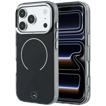 Mercedes Mer008879 hoesje voor iPhone 18 Pro Max / 17 Pro Max, Double Layer Iconic Logo, MagSafe, zwart