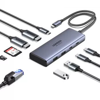 Ugreen CM498 USB-hub, 1x USB-C PD, 2x USB-C, 2x USB-A 3.2 Gen2 (45379)