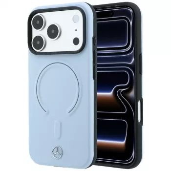 Mercedes Mer008840 Leather 3D MagSafe hoesje voor iPhone 18 Pro / 17 Pro, blauw