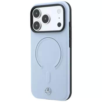 Mercedes Mer008840 Leather 3D MagSafe hoesje voor iPhone 18 Pro / 17 Pro, blauw