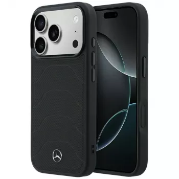 Mercedes Mer008872 Leather Mesh with Bow Line MagSafe hoesje voor iPhone 18 Pro Max / 17 Pro Max, zwart