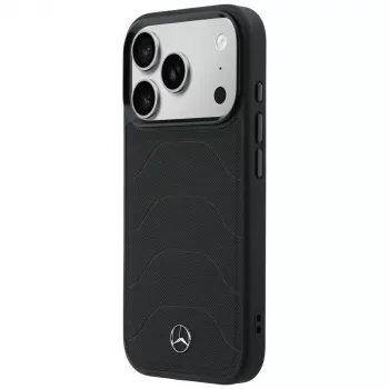 Mercedes Mer008872 Leather Mesh with Bow Line MagSafe hoesje voor iPhone 18 Pro Max / 17 Pro Max, zwart