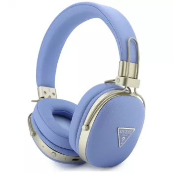 Guess Grained Triangle Gold Logo Bluetooth ENC on-ear koptelefoon, blauw