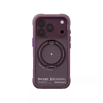 Skinarma Atlas hoesje met MagSafe en draaibare standaard voor iPhone 18 Pro / 17 Pro, bordeauxrood