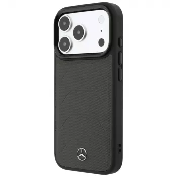 Mercedes Leather Mesh with Bow Line MagSafe hoesje voor iPhone 18 Pro / 17 Pro, antraciet