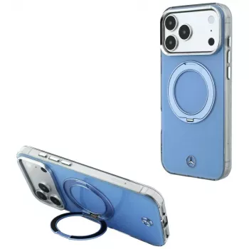 Mercedes MagSafe hoesje met ringstandaard en Iconic Logo voor iPhone 18 Pro Max / 17 Pro Max, blauw