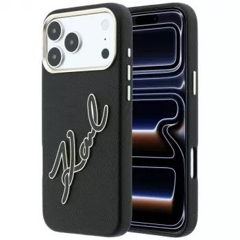 Karl Lagerfeld KF003312 Smooth Big Resin Signature Logo hoesje voor iPhone 18 Pro Max / 17 Pro Max, zwart