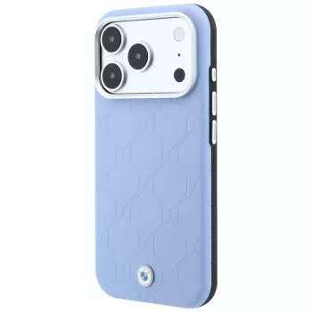 BMW BMW001226 Sign Deboss Quilted Metal Logo MagSafe hoesje voor iPhone 18 Pro Max / 17 Pro Max, blauw
