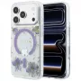 Guess Resin Flowers Glitter MagSafe hoesje voor iPhone 18 Pro Max / 17 Pro Max, paars