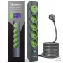 Qoltec 52762 stekkerdoos met verlichte schakelaar, 4 geaarde contactdozen, 1 x USB-C 15 W, 1 x USB 12 W, 1,8 m