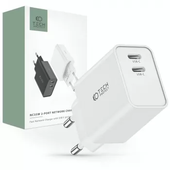 Tech-Protect C35W netlader met 2 poorten, PD 35 W, wit