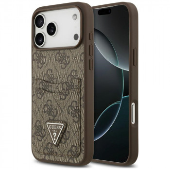 Guess 4G Double Card Triangle-hoesje voor Apple iPhone 18 Pro Max / 17 Pro Max, bruin