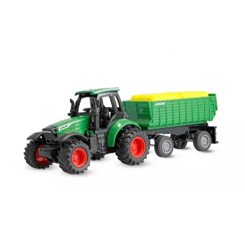 Amewi metalen tractor met aanhangwagen, 1:64, RTR, groen