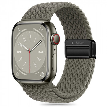 Tech-Protect Nylonmag-band voor Apple Watch 4/5/6/7/8/9/SE/Ultra 1/2, 42/44/45/49 mm, olijfgrijs