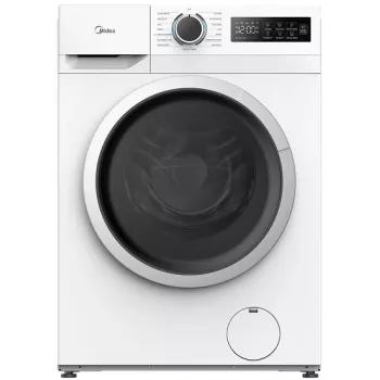 Midea MF110W80/W-PL slim wasmachine, 8 kg, wit/zwart