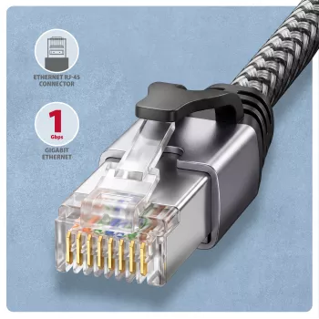 Goobay AXAGON ADE-AM30 USB-A Gigabit Ethernet-adapter met geïntegreerde 3 m CAT6-kabel, RJ-45