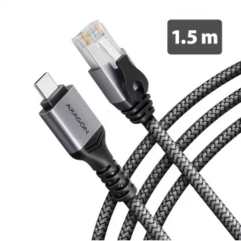 Goobay AXAGON ADE-CM15 USB-C Gigabit Ethernet-adapter met geïntegreerde 1,5 m CAT6-kabel, RJ-45