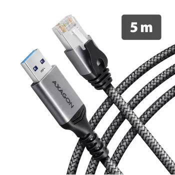Goobay AXAGON ADE-AM50 USB-A Gigabit Ethernet-adapter met geïntegreerde 5 m CAT6-kabel, RJ-45