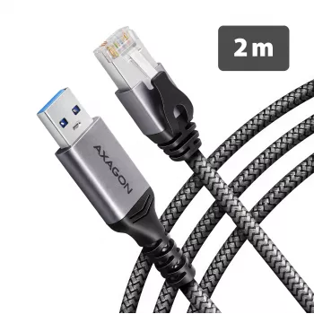 Goobay AXAGON ADE-AM20 USB-A naar Gigabit Ethernet-adapter met geïntegreerde 2 m CAT6-kabel