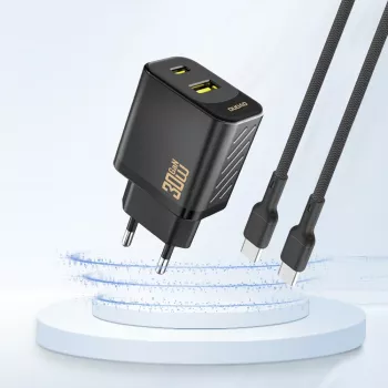 Dudao A27TEU PD 30W GaN wandlader, USB-A + USB-C, zwart