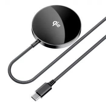 Acefast E24 Qi2 15W magnetische draadloze oplader met 1,2 m USB-C-kabel, zwart