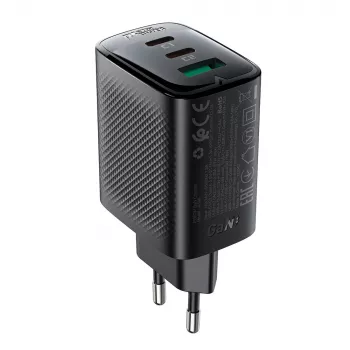 Acefast A108 GaN PD 67W wandlader, 2x USB-C, 1x USB-A, zwart