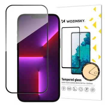 Wozinsky Full Glue Case Friendly gehard glas met frame voor iPhone 15 Pro Max, zwart