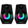 SVEN 370 USB-voedingscomputerspeakers, zwart, 2.0, 6 W, RGB-licht