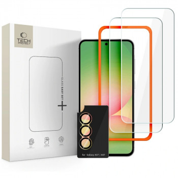 Tech-Protect Easy Set+ gehard glas voor Samsung Galaxy A57 5G, transparant (2+1 st.)