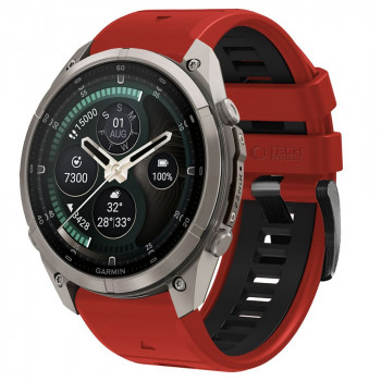 Tech-Protect Iconband Pro THP6050 horlogeband voor Garmin Fenix 5X / 5X Plus / 6X / 6X Pro / 7X / 8 / 8 Pro / 9 / 9 Pro (47 mm), rood / zwart
