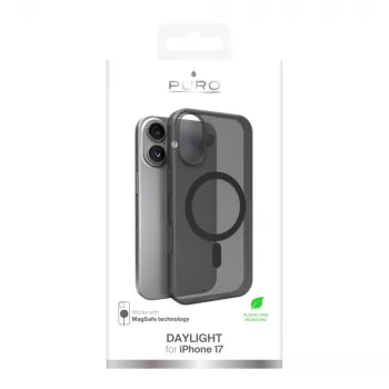 Puro Daylight MagSafe-compatibele siliconenhoes voor iPhone 17, doorschijnend zwart