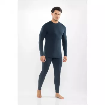 Viking Meriboo Man Set herenset van merinowol basislaag, marineblauw, L