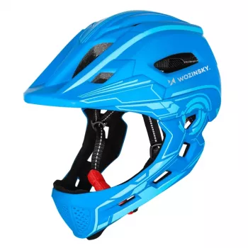 Wozinsky kinderfietshelm full face met USB-achterlicht, maat S (52-56 cm), blauw
