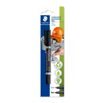 STAEDTLER Lumocolor duo permanente DIY-marker, 2 punten, 0,6 mm / 1,5 mm, blister (348-9 BK-1)