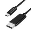 Logilink CUA0130 USB 3.2 Gen2 Type-C-kabel, C/M naar DP/M, 8K/60 Hz, nylon, metaal, zwart, 1 m