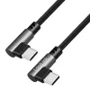 LogiLink CU0463 USB 2.0 Type-C-kabel, C/M 90° naar C/M 90°, 480 Mbps, 100W, metaal, zilver/zwart, 3 m