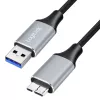 Logilink CU0291 USB 3.0-kabel, A/M naar Micro-USB/M, 5 Gbps, nylon, metaal, zwart/zilver, 2 m
