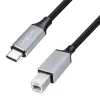 Logilink CU0516 USB 2.0 Type-C-kabel, C/M naar B/M, 480 Mbps, nylon, metaal, zwart/zilver, 3 m
