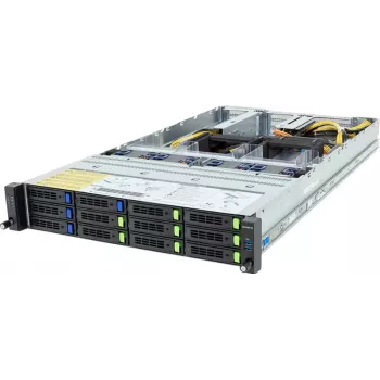 Gigabyte R283-ZF0-AAL1 rev. 3.x rackserver, dual EPYC 9004/9005, ondersteuning voor 4x GPU, 12x 2.5" NVMe/SATA, zonder NIC, 2x 2700 W