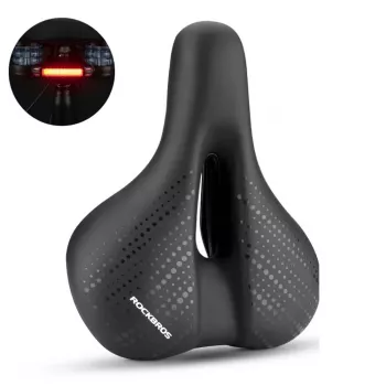 Rockbros 38218916002 MTB-fietszadel met lamp, zwart