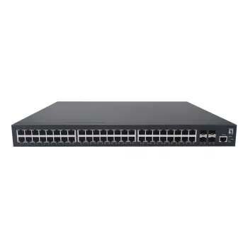 LevelOne GTP-5271DP beheerde L3 PoE+-switch, 48 x Gigabit PoE, 4 x 10G SFP, 400 W, 19"